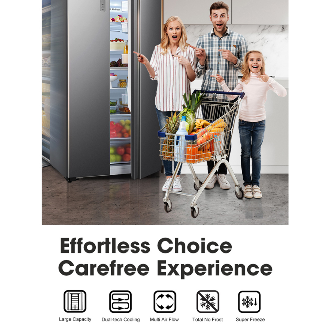 HISENSE 620L Side by Side Inverter Refrigerator RS666N4ACNIV |  Digital Sensor | Double Cooling | Deodorizing Filter | Electronic Touch Control | Multi-Air Flow | Refrigerator with 3 Year Warranty