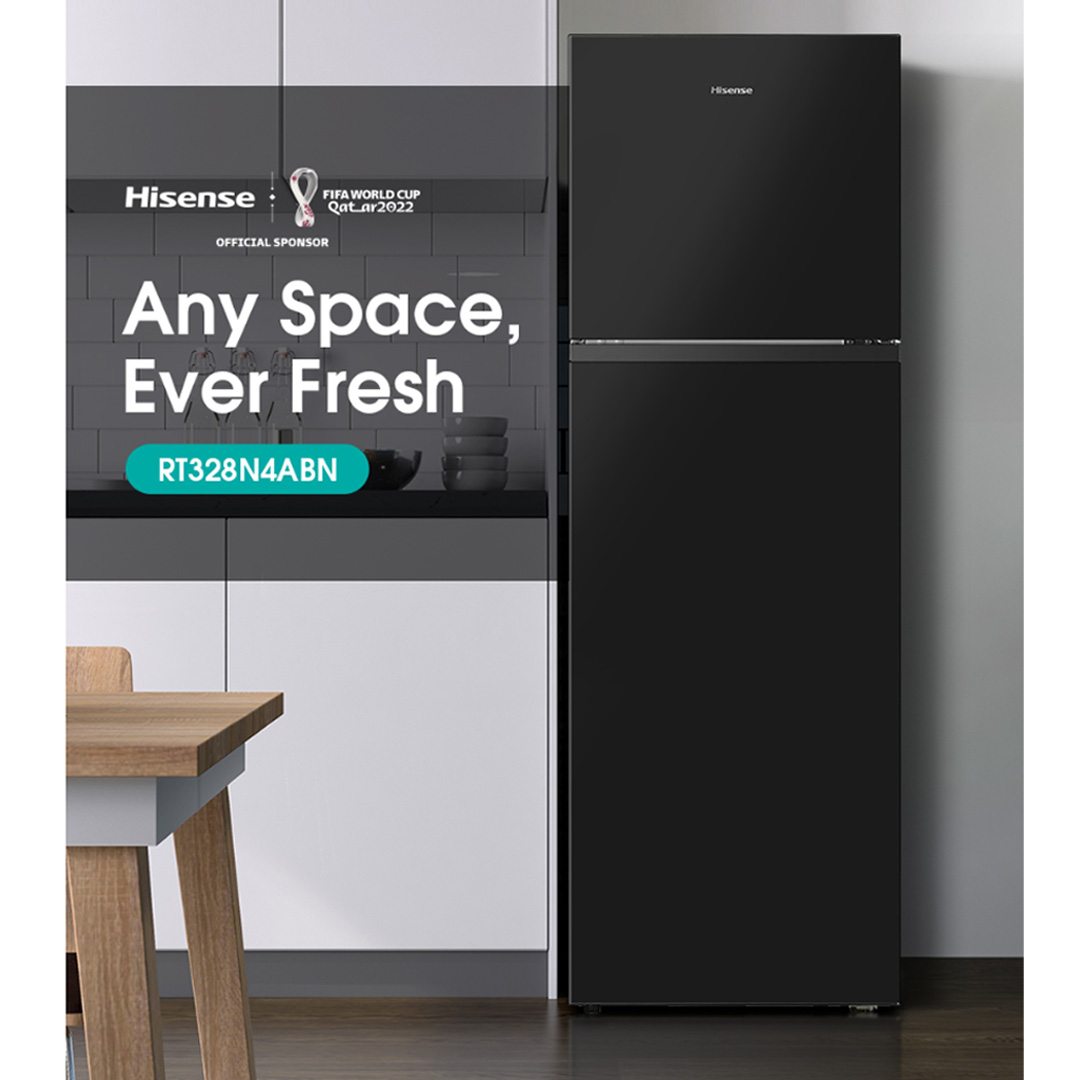 HISENSE 420L 2 Doors Top Mount Durable Inverter Refrigerator RT439N4ABN | Multi Air Flow | Deodorizing Filter | Moisture Fresh Crisper | Durable Inverter | LED Lighting | Fresh Zone | Refrigerator with 3 Year Warranty