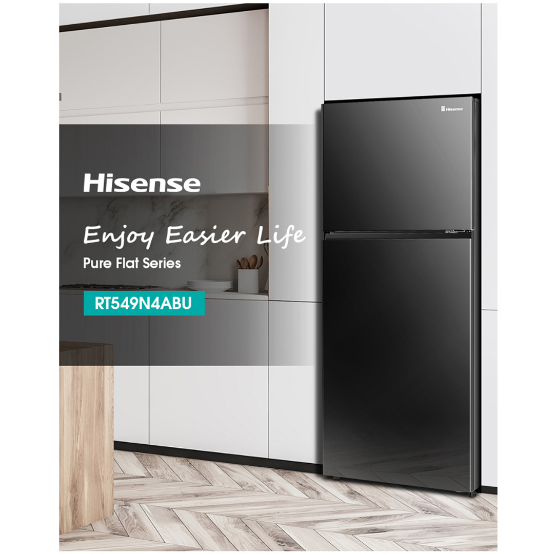 HISENSE 500L 2 Doors Top Mount Durable Inverter Refrigerator RT549N4ABU | Multi Air Flow | Deodorizing Filter | Moisture Fresh Crisper | Durable Inverter | LED Lighting | Removable Twist Ice Maker | Refrigerator with 3 Year Warranty