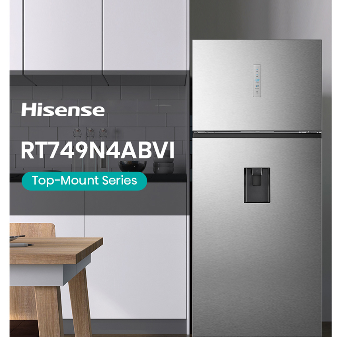 HISENSE 700L 2 Doors Top Mount Durable Inverter Refrigerator RT749N4ABVI | Digital Touch Control | Dual LED Lighting | Super Freeze | Fresh Zone | Multi-Air Flow | Magnetic Door Switch | Refrigerator with 3 Year Warranty