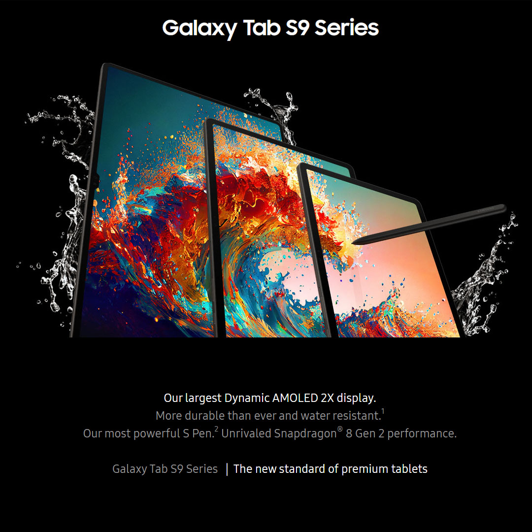 (Pre-Order From 26 Jul - 17 Aug 2023) SAMSUNG Galaxy Tab S9 Wi-Fi | 8GB+128GB/12GB+256GB | 11.0" AMOLED 2X Display | 8400mAh Battery | 13MP Main Camera | Tablet with 1 Year Warranty