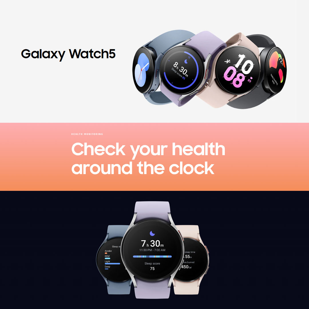 SAMSUNG Galaxy Watch5 Bluetooth 40mm | 3-in-1 Samsung BioActive Sensor | 5ATM+IP68 Water Resistant | Sleep Tracking | Smart Watch With 1 Year Warranty