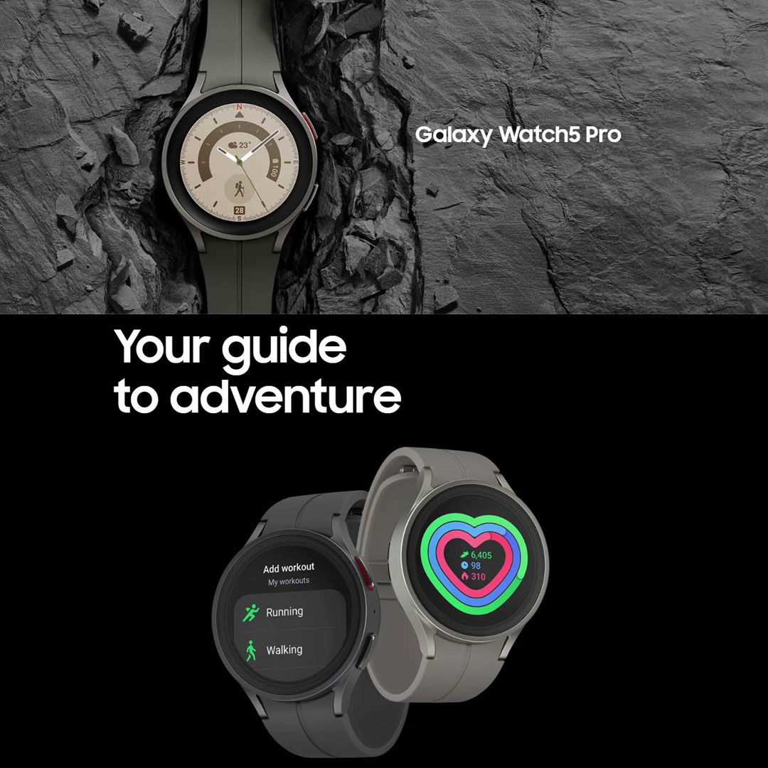 SAMSUNG Galaxy Watch5 Pro Bluetooth 45mm | GPS | Wi-Fi | NFC | Super AMOLED | Accelerometer | Smart Watch with 1 Year Warranty