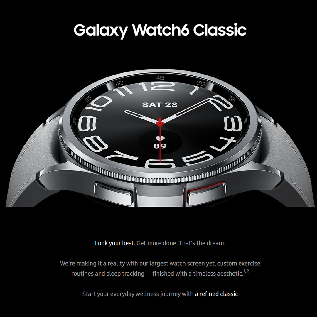 SAMSUNG Galaxy Watch6 Classic Bluetooth 43mm / 47mm | Sapphire Crystal | Fast Charge | Infrared Temperature Sensor | Sleep Tracking | Bluetooth v5.3 | Smart Watch with 1 Years Warranty