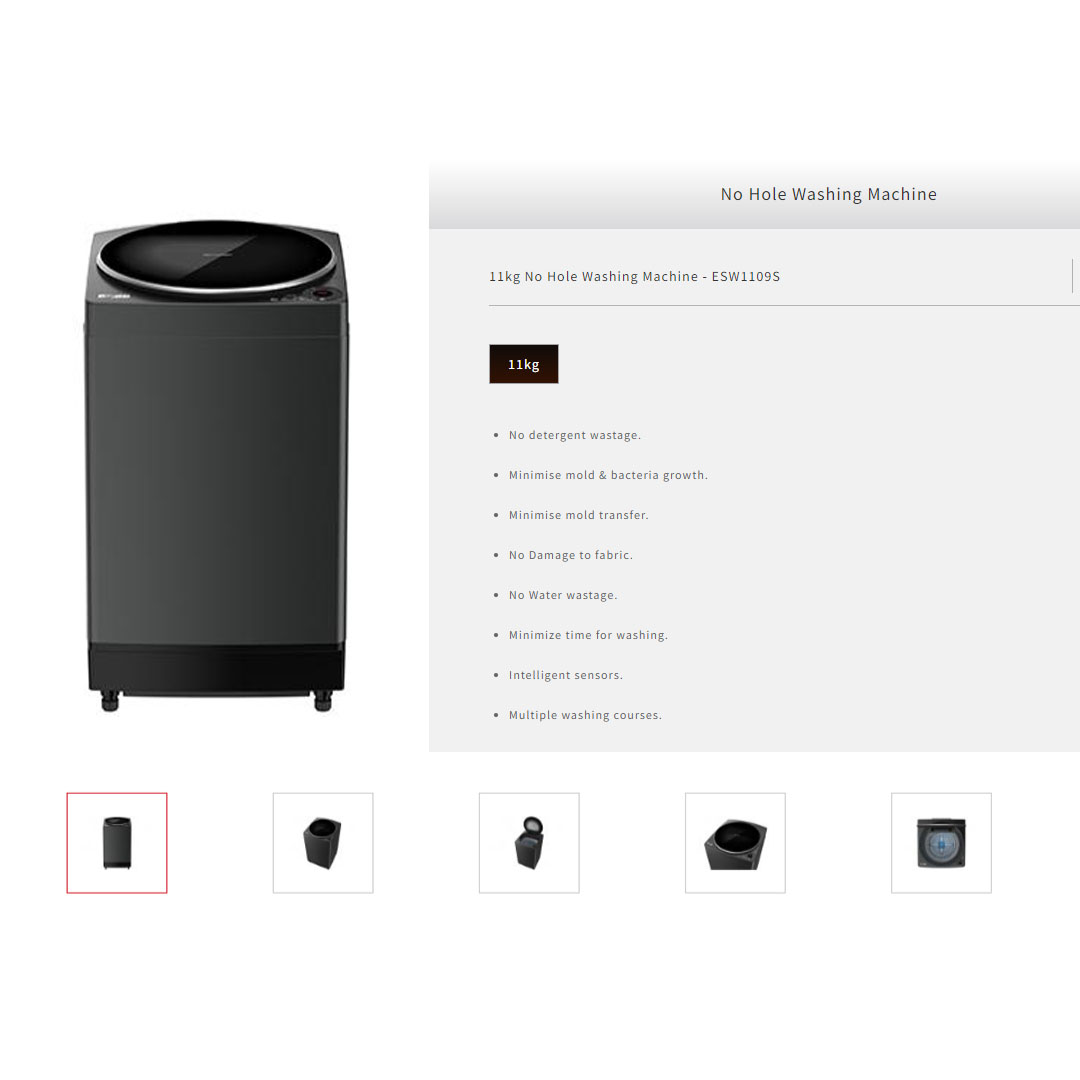 Sharp 11KG Top Load No Hole Washing Machine ESW1109S Auto Restart