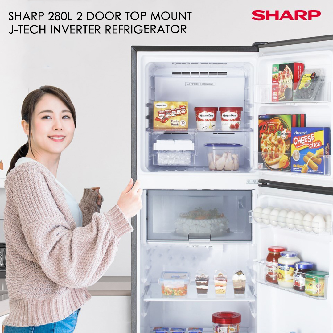 SHARP 280L 2 Door Top Mount JTech Inverter Refrigerator SJ286MSS AG