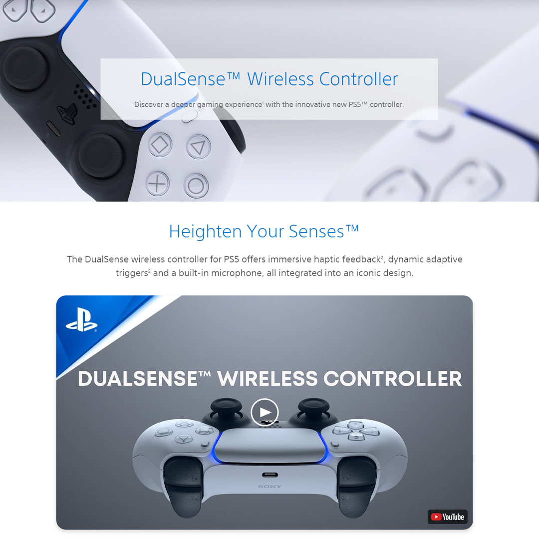 SONY Dualsense Wireless Controller | 2-Point Touch Pad | USB Type-C | Bluetooth 5.1 | Accelerometer | Gyroscope | Controller with 1 Year Warranty