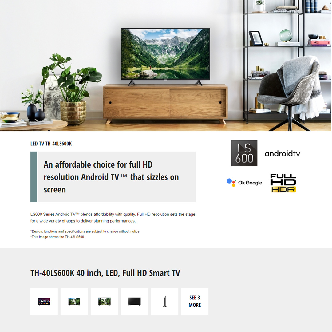 Panasonic 40" FHD Smart LED TV TH-40LS600K | Vivid Digital Pro | Enjoy Smarter Entertainment | Big screen entertainment with sound - Surround sound | Smart TV with 1 Year Warranty