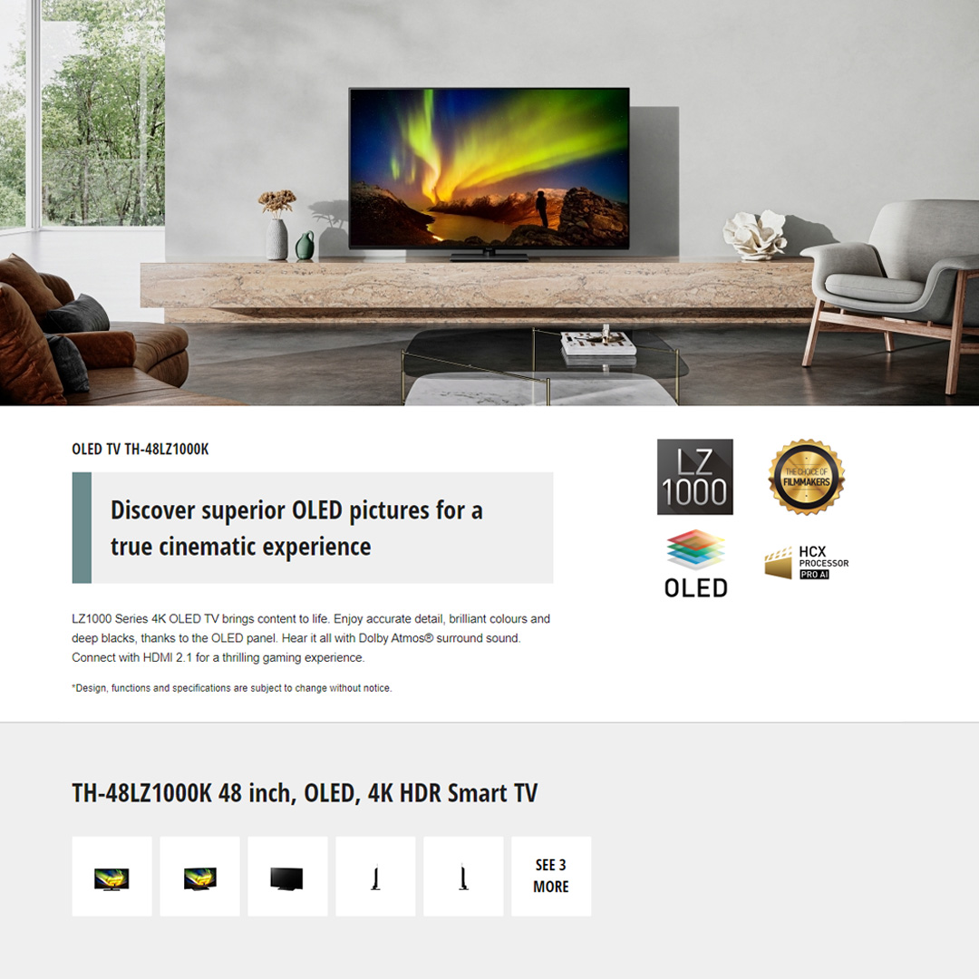 Panasonic 48" OLED 4K HDR Smart LED TV TH-48LZ1000K | Dolby ATMOS | Enjoy Smarter Entertainment | Big Screen 4K OLED Gaming Action | Smart TV With 1 Year Warranty