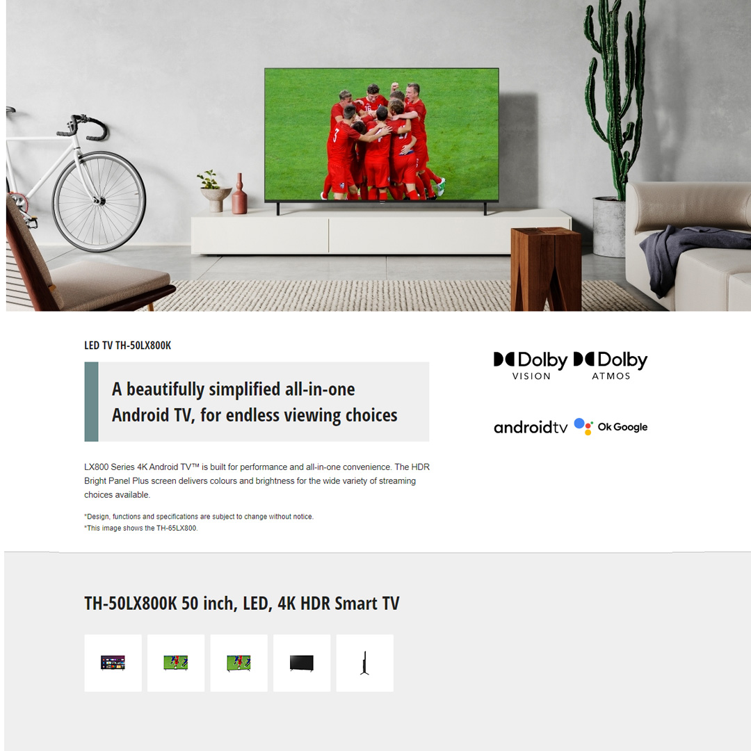 Panasonic 50" 4K HDR Smart LED TV TH-50LX800K | Dolby ATMOS | Enjoy Smarter Entertainment | Big screen entertainment with sound - Surround sound | Smart TV with 1 Year Warranty