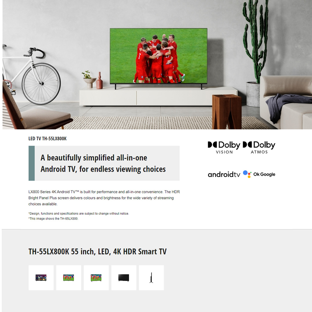 Panasonic 55" 4K HDR Smart LED TV TH-55LX800K  | Dolby ATMOS | Enjoy Smarter Entertainment | Big Screen Entertainment With Sound - Surround Sound | Smart TV With 1 Year Warranty