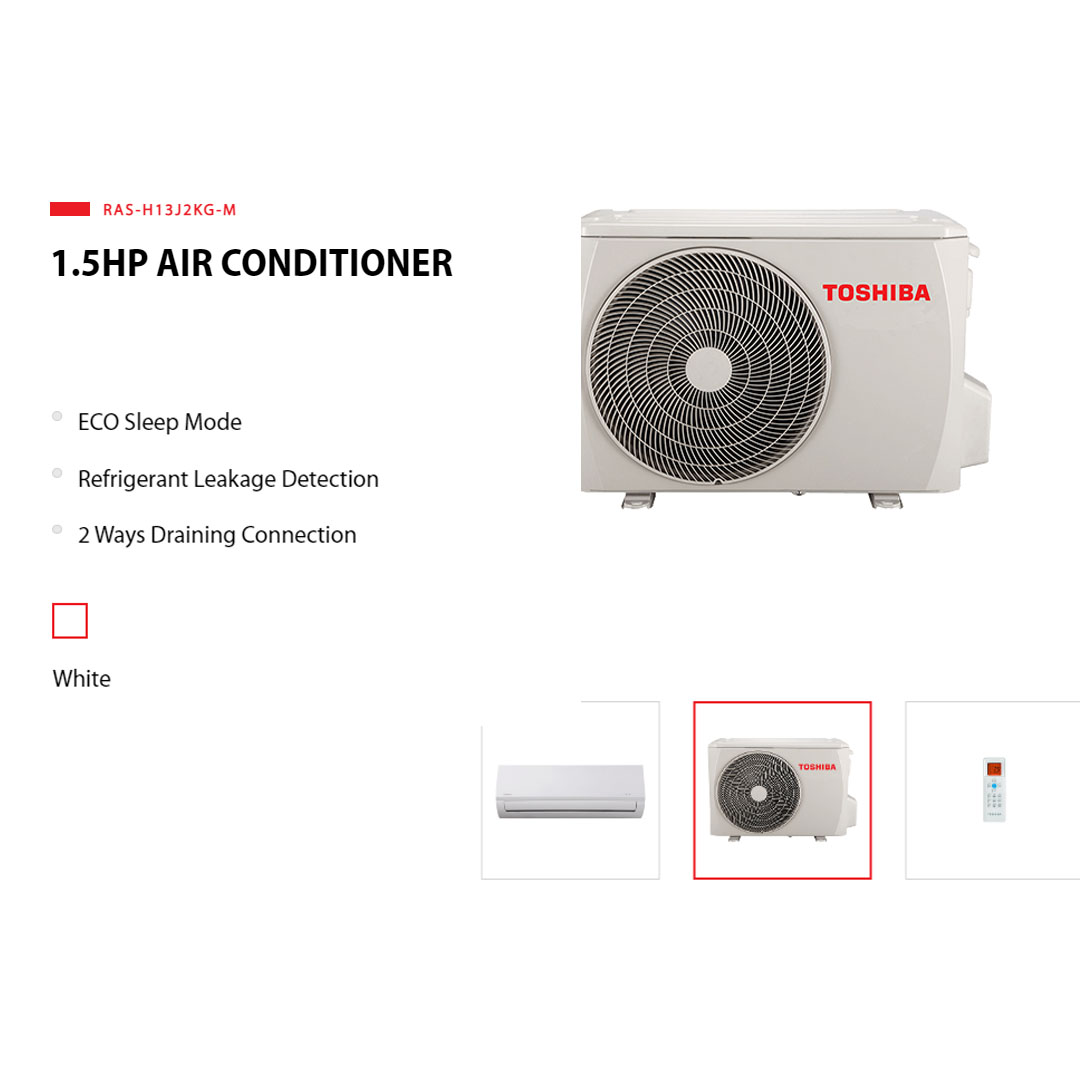 TOSHIBA 1.5HP R32 Non-Inverter Wall Mount Air Conditioner RAS-H13J2KG-M & RAS-H13J2AG-M | ECO Sleep Mode | Refrigerant Leakage Detection | 2 Ways Draining Connection | Air Conditioner with 1 Year Warranty
