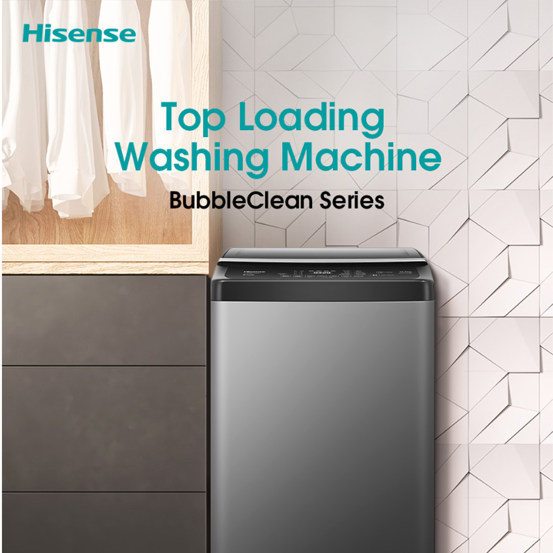 HISENSE 10.5KG Top Load DD Inverter Washing Machine WT5J1013DT | Tub Clean | Delay End | Memory Function | Soak Function | Powerful Waterfall | Mega Capacity | Bubble Clean | Extra Soft | Double Magic Filter | Washing Machine with 2 Year Warranty
