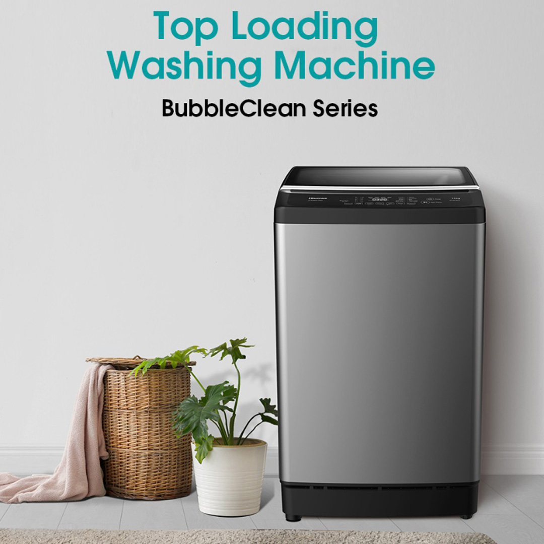 HISENSE 10.5KG Top Load Washing Machine with HIJAB Mode WTJA1101T | Bubble Clean | Soft-Close Tempered Glass | Air Dry | Delicates Mode | Double Magic Filter | Tub Clean | Double Water Flow | Washing Machine with 2 Year Warranty