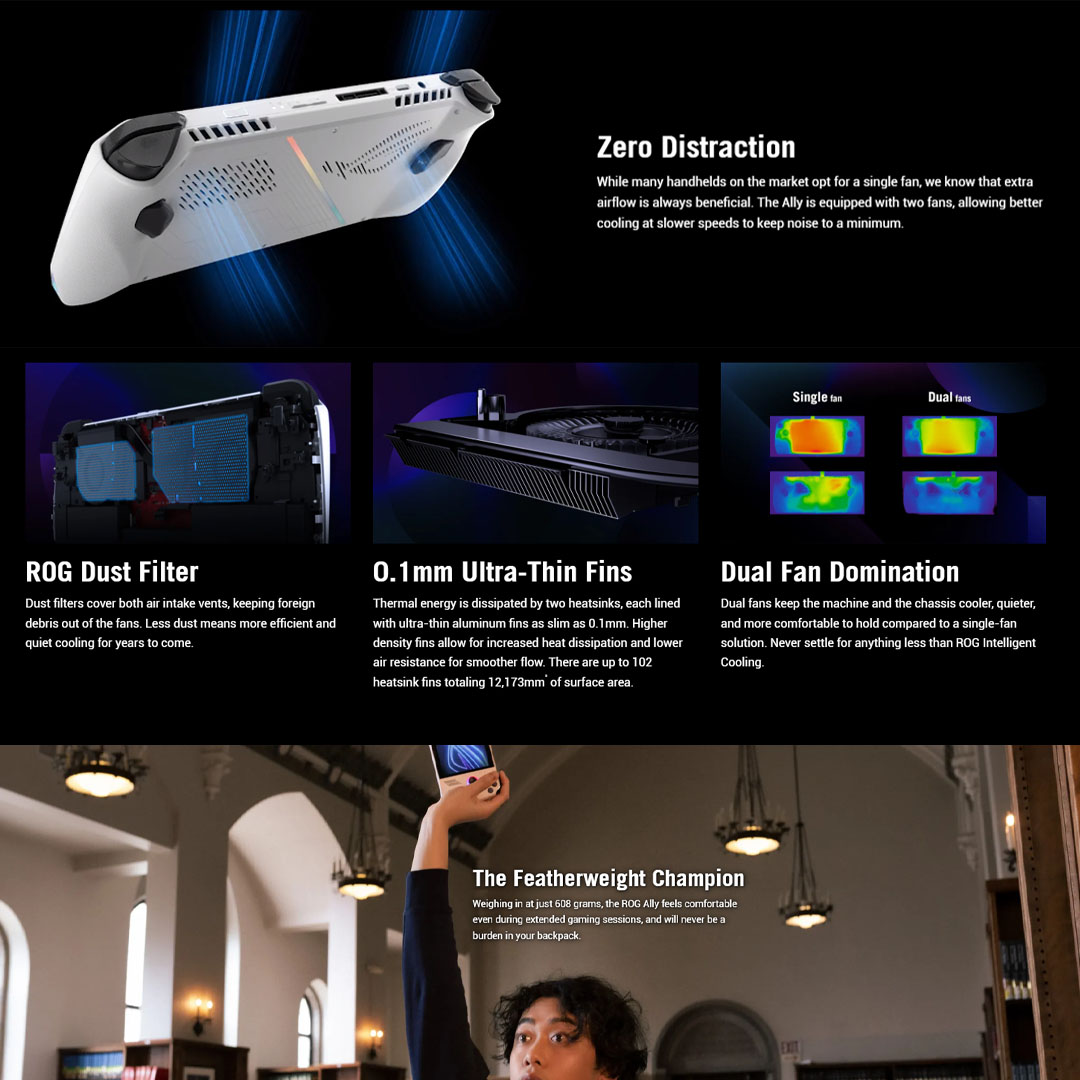 ASUS 16GB+512GB ROG Ally (2023) RC71L-NH005W | Windows 11 | AMD Ryzen™ Z1 Extreme Processor |  40WHrs | Console with 1 Year Warranty