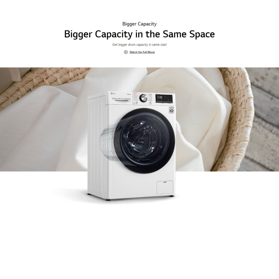 LG 10KG/6KG Front Load Washer Dryer with AI Direct Drive  FV1410H3P | Steam™ | TurboWash™ | 360 Full Stainless Lifter | Washer Dryer with 1 Year Warranty