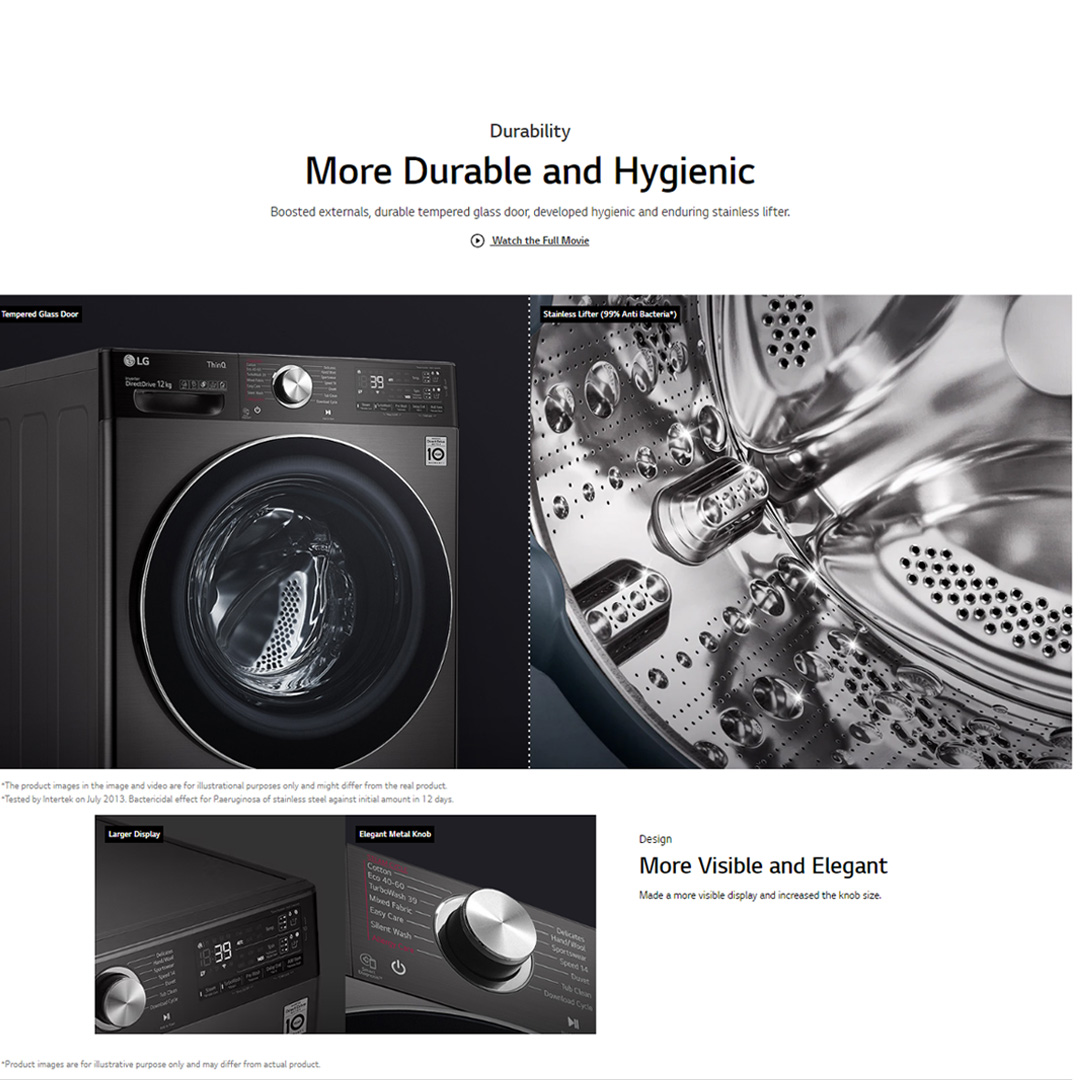 LG 13KG/8KG Front Load Washer Dryer with AI Direct Drive FV1413H2BA | Steam+™ | TurboWash™ | 360 eZDispense™ | Washer Dryer with 1 Year Warranty