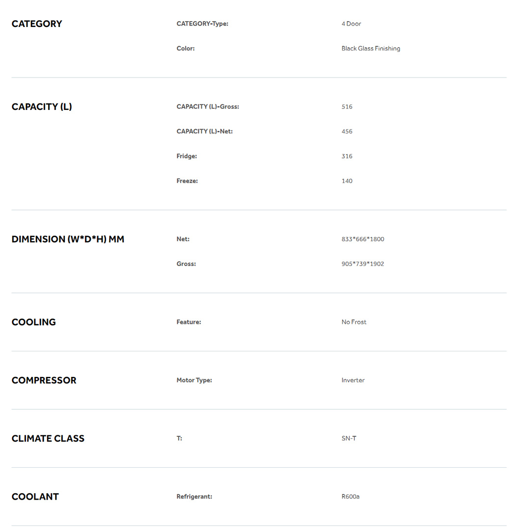 HAIER 516L 4 Doors DC Inverter Refrigerator HRF-IG525AM(GB) | No Frost | Touch LED | Door Pocket | Ice Maker | Humidity Control | Refrigerators with 2 Years Warranty