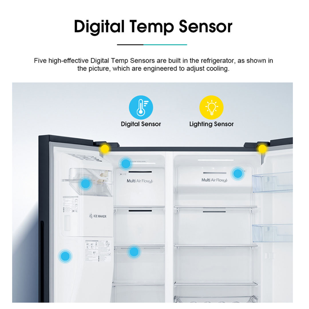 HISENSE 640L Side by Side Inverter Refrigerator  RS700N4AWBUI | Deodorizing Filter | Electronic Touch Control | Led Lighting | Refrigerator with 3 Years Warranty