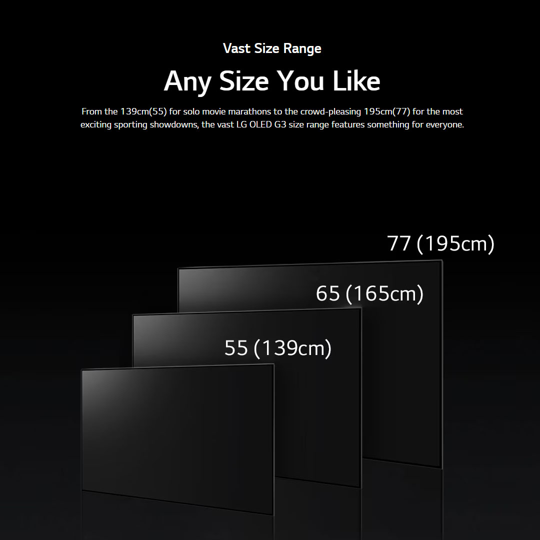 LG 77" 4K UHD Smart TV with AI ThinQ OLED77G3PSA | OLED Motion | webOS 23 | Bluetooth 5.0 | AI Picture Pro | Dolby Vision | Sound Mode Share | Smart TV with 2 Year Warranty