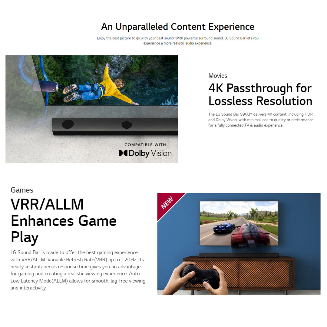 LG 570W Sound Bar with Dolby Atmos and IMAX Enhanced S90QY | AI Room Calibration | AI Sound Pro | High-Resolution Audio | Sound Bar with 1 Year Warranty