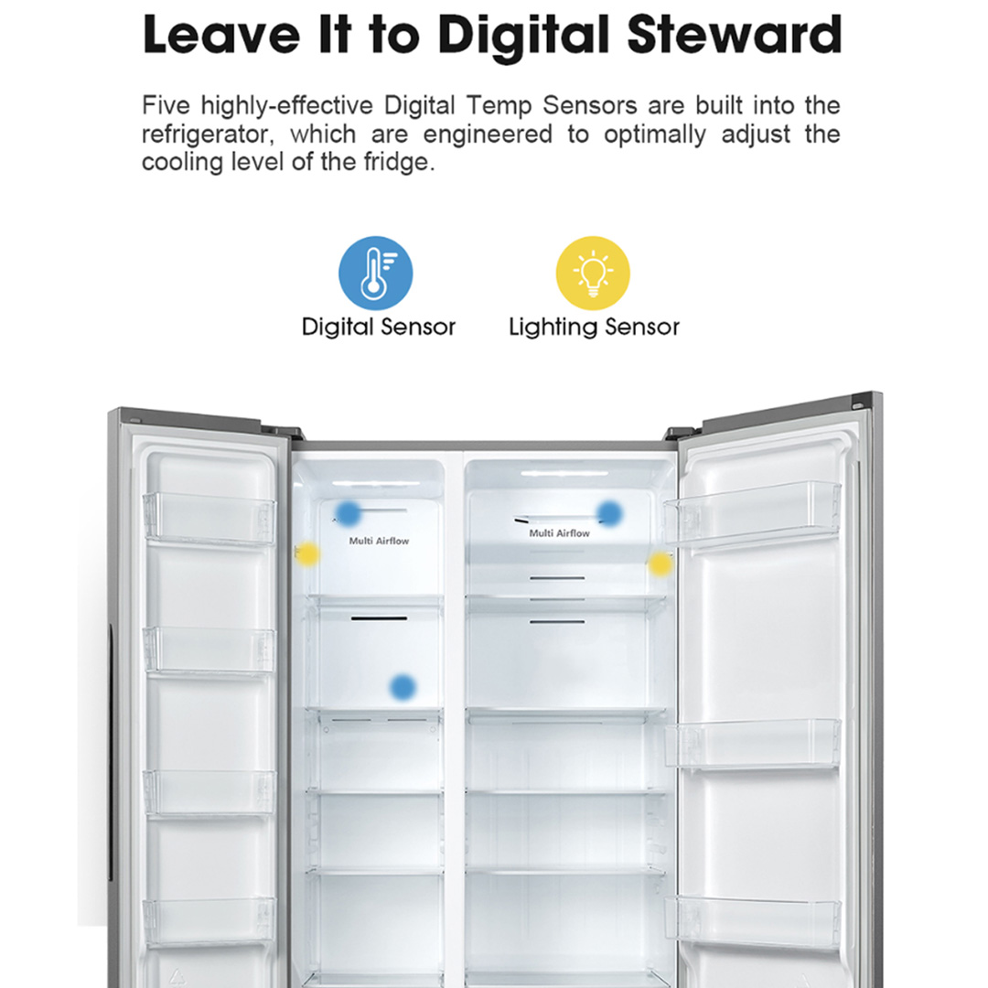 HISENSE 620L Side by Side Inverter Refrigerator RS666N4ACNIV |  Digital Sensor | Double Cooling | Deodorizing Filter | Electronic Touch Control | Multi-Air Flow | Refrigerator with 3 Year Warranty