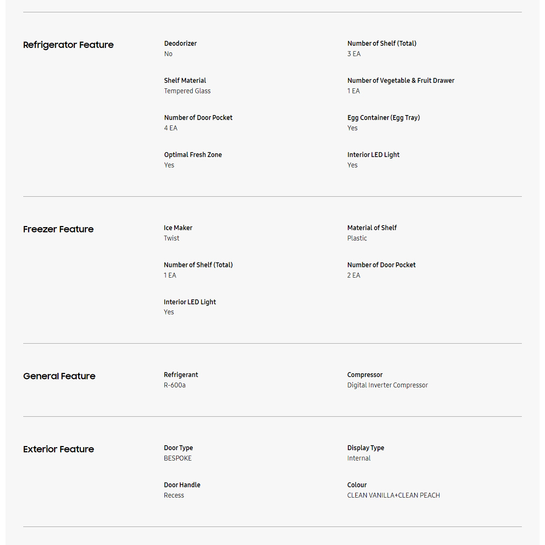 SAMSUNG 476L 2 Doors Bespoke Top Mount Digital Inverter Refrigerator with Optimal Fresh RT47CB66448JME | SpaceMax™ | All-Around Cooling | Multi Flow | Optimal Fresh Zone | Refrigerator with 1 Year Warranty