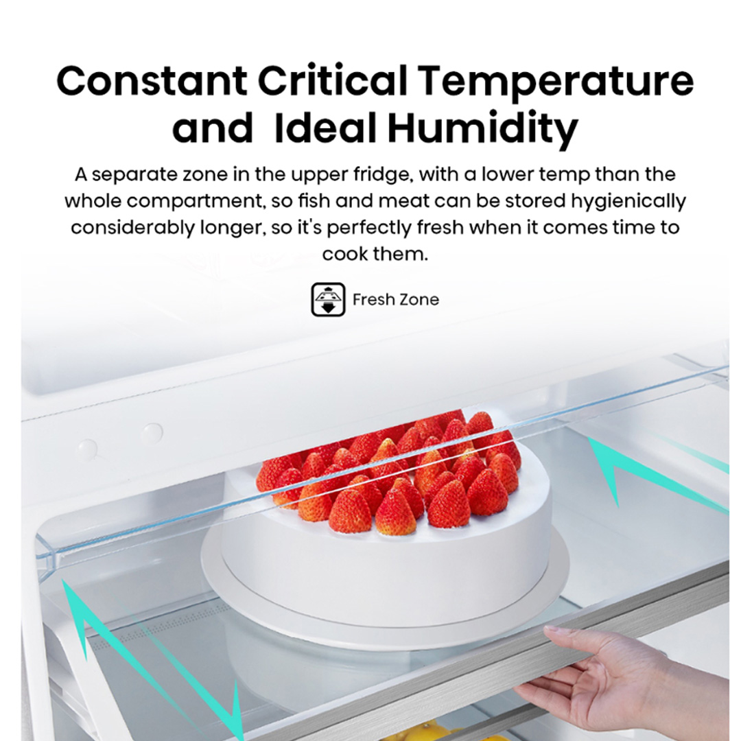 HISENSE 700L 2 Doors Top Mount Durable Inverter Refrigerator RT749N4ABVI | Digital Touch Control | Dual LED Lighting | Super Freeze | Fresh Zone | Multi-Air Flow | Magnetic Door Switch | Refrigerator with 3 Year Warranty