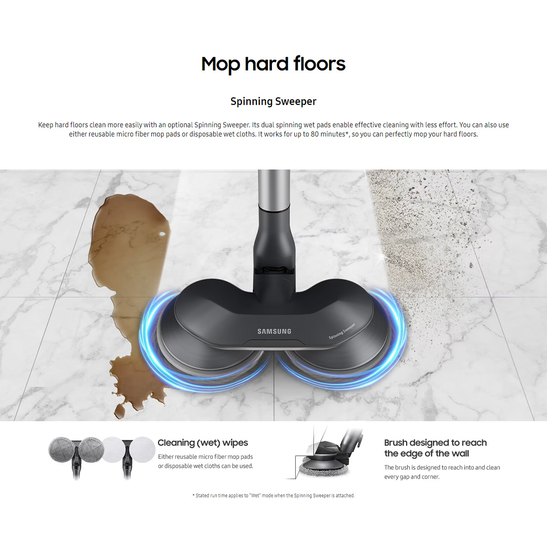 SAMSUNG 200W Jet 75 Premium Cordless Vacuum Cleaner Stick VS20T7538T7/ME | Multi-layered Filtration System | Strong Suction Power | Long-lasting Battery | Stick Vacuums with 2 Years Warranty