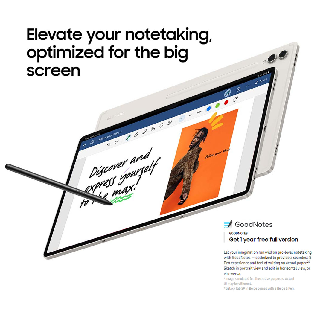 (Pre-Order From 26 Jul - 17 Aug 2023) SAMSUNG Galaxy Tab S9 Wi-Fi | 8GB+128GB/12GB+256GB | 11.0" AMOLED 2X Display | 8400mAh Battery | 13MP Main Camera | Tablet with 1 Year Warranty