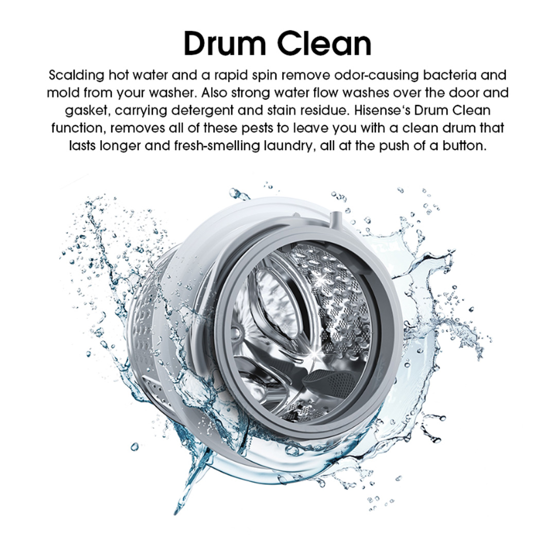 HISENSE 8.5KG/6KG Front Load DD Inverter Washer Dryer WD3Q8543BW | WIFI Control | Pure Steam | Allergy Steam | Durable Inverter | Pure Jet | Drum Clean | Quick Wash | Delay End | Raindrop Drum | Washer Dryer with 2 Year Warranty