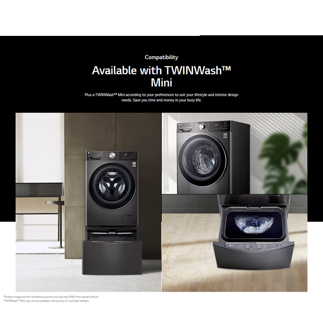 LG 13KG/8KG Front Load Washer Dryer with AI Direct Drive FV1413H2BA | Steam+™ | TurboWash™ | 360 eZDispense™ | Washer Dryer with 1 Year Warranty