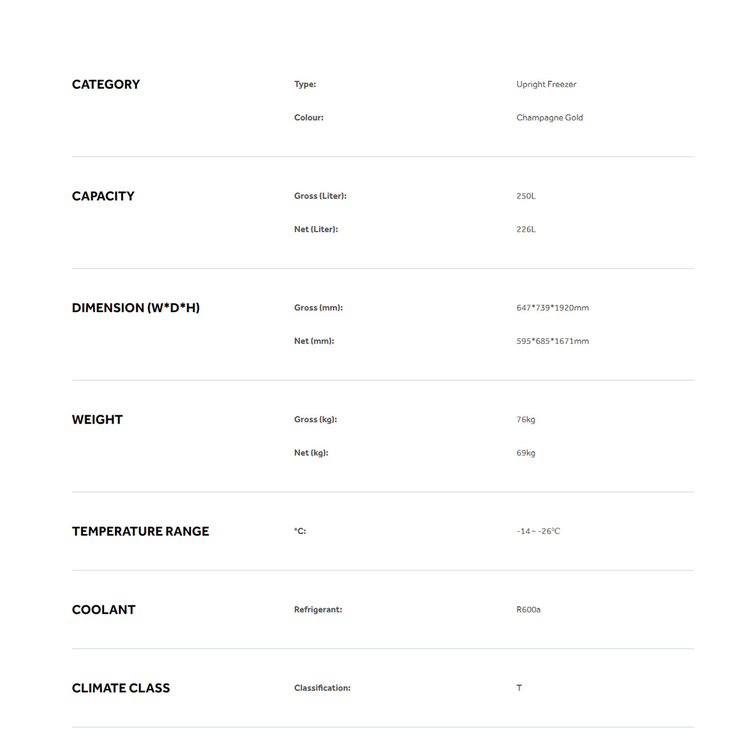 HAIER 250L Upright Freezer BD-248WL | Top LED | Anti-Bacteria | Child Lock | Fast Freezing | Eco Mode | Alarm Indicator | Digital Control | Chest Freezer with 2 Year Warranty