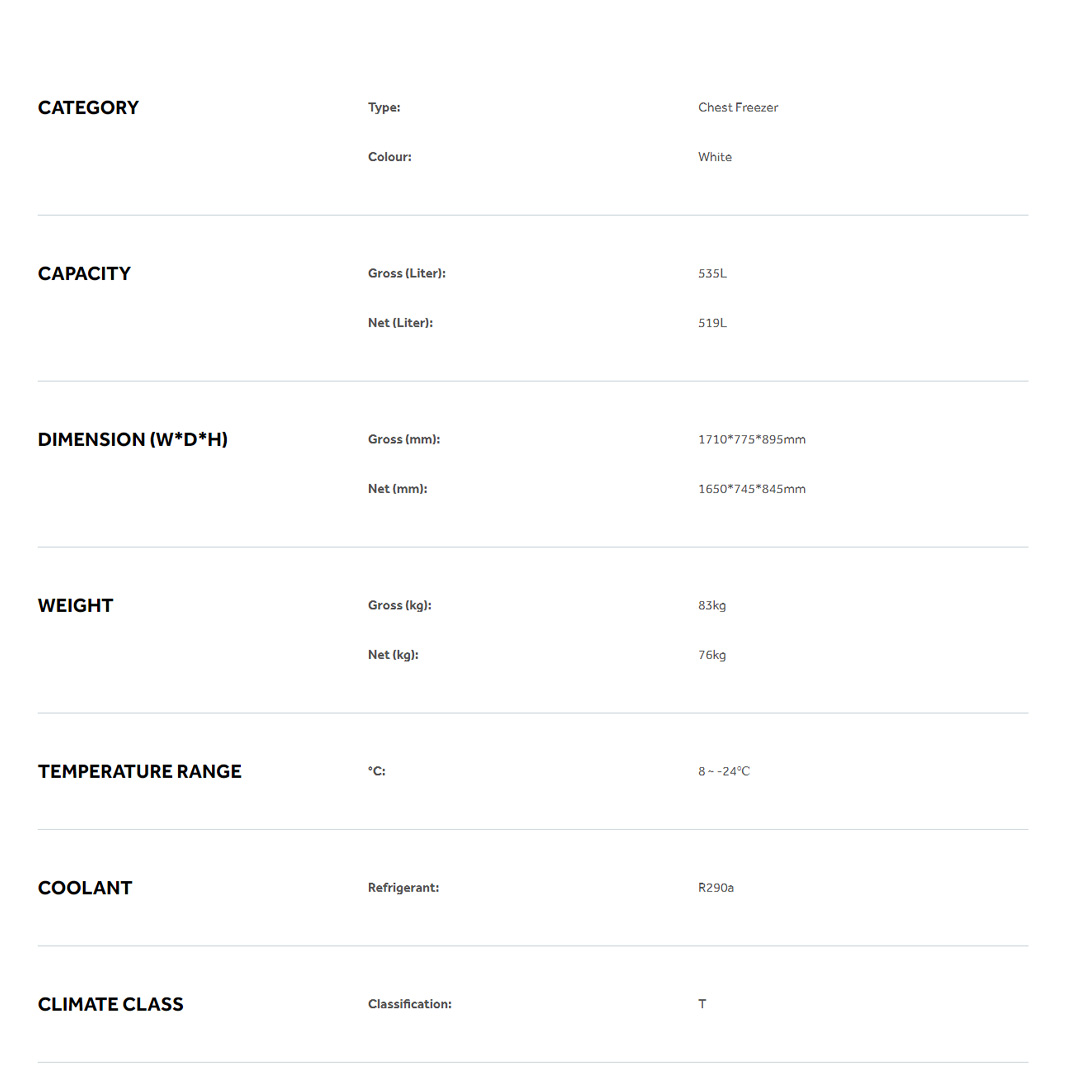 HAIER 535L 6-in 1 Convertible Chest Freezer BD-568HP |  Interior LED Light | Fast Freezing Mode | PCM Metal Inner Plate | Chest Freezers With 2 Years Warranty