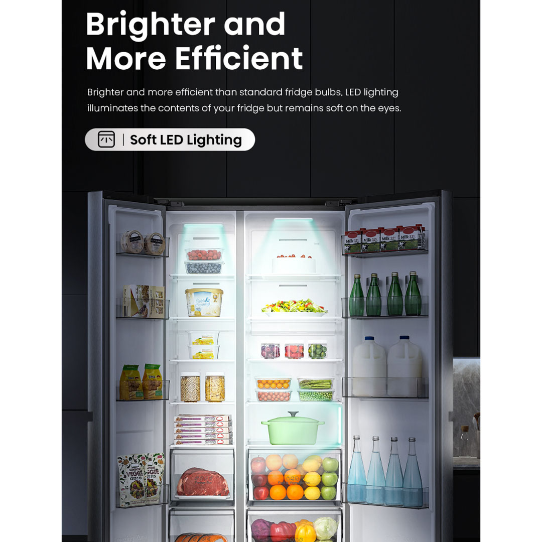 HISENSE 780L Side by Side Inverter Refrigerator RS868N4ASV | Deodorizing Filter | Electronic Touch Control | Led Lighting | Refrigerator with 3 Years Warranty