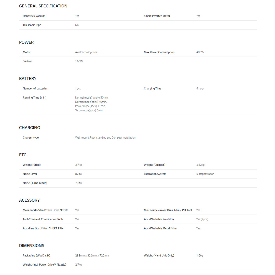 LG 480W CordZero Vacuum Cleaner Stick Vintage A9N-LITE | Powerful Suction | Thumb Touch Control | Adjustable height | Vacuum-Mop with 2 Year Warranty