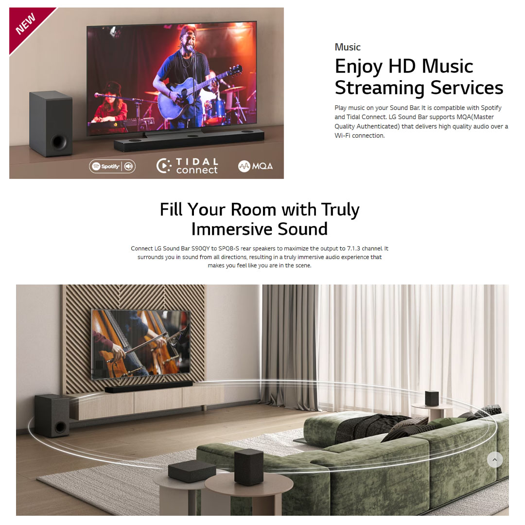 LG 810W Sound Bar with Dolby Atmos and IMAX Enhanced S95QR | High-Resolution Audio | HDMI In / Out | USB | Bluetooth | Sound Bar with 1 Year Warranty