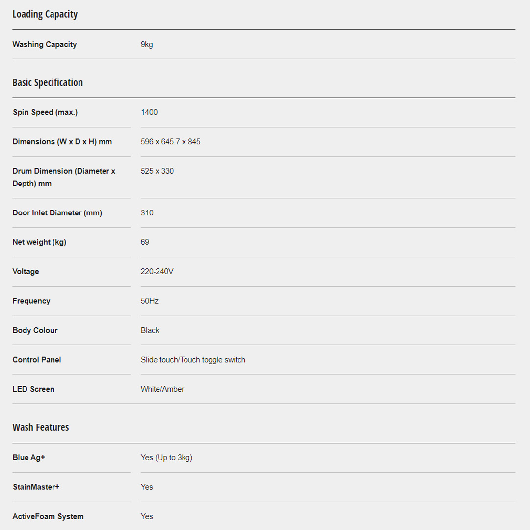 Panasonic 9KG Front Load 3Di Inverter Washing Machine NA-V90FR1BMY | Improves Hygiene in Your Everyday Laundry | Hygienic Drying with Bacteria Elimination | Eliminates 99.99%*¹ Bacteria with Cold Wash | Washing Machine With 1 Year Warranty