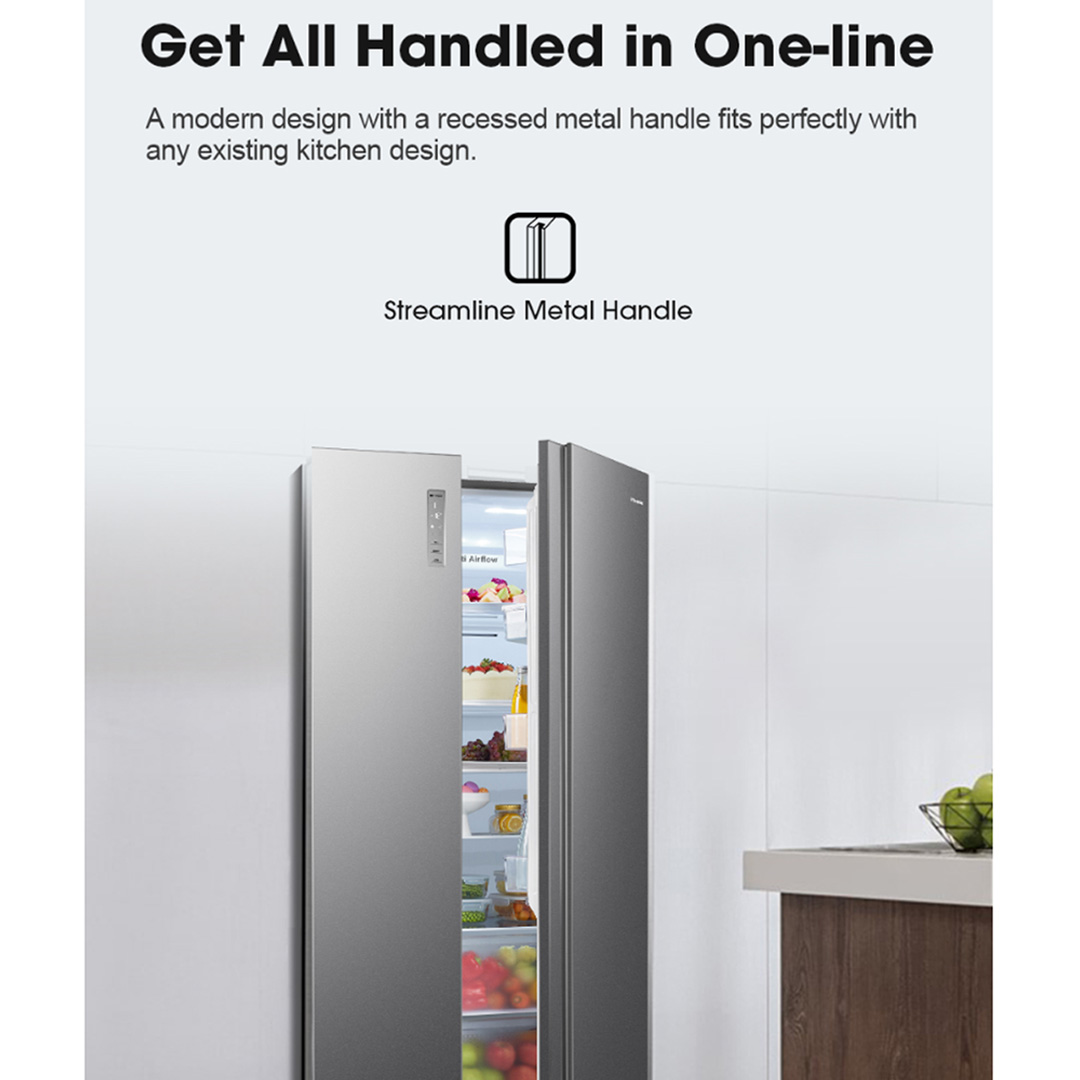 HISENSE 620L Side by Side Inverter Refrigerator RS666N4ACNIV |  Digital Sensor | Double Cooling | Deodorizing Filter | Electronic Touch Control | Multi-Air Flow | Refrigerator with 3 Year Warranty