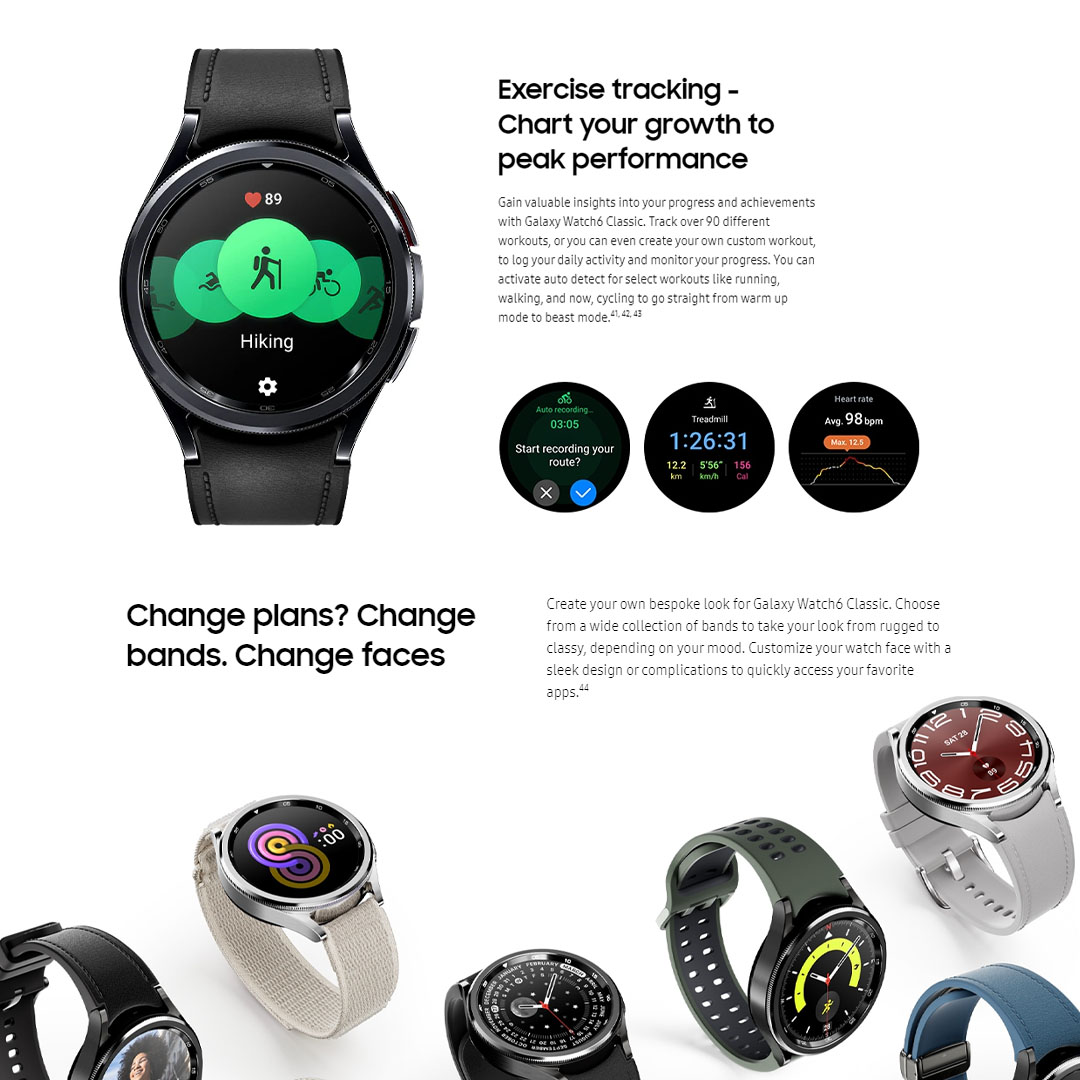 SAMSUNG Galaxy Watch6 Classic Bluetooth 43mm / 47mm | Sapphire Crystal | Fast Charge | Infrared Temperature Sensor | Sleep Tracking | Bluetooth v5.3 | Smart Watch with 1 Years Warranty