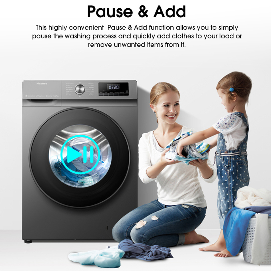 HISENSE 10.5KG/7KG Front Load DD Inverter Washer Dryer WD3Q1043BT | DD Inverter | WIFI Control | Pure Steam | Washer Dryer with 2 Years Warranty