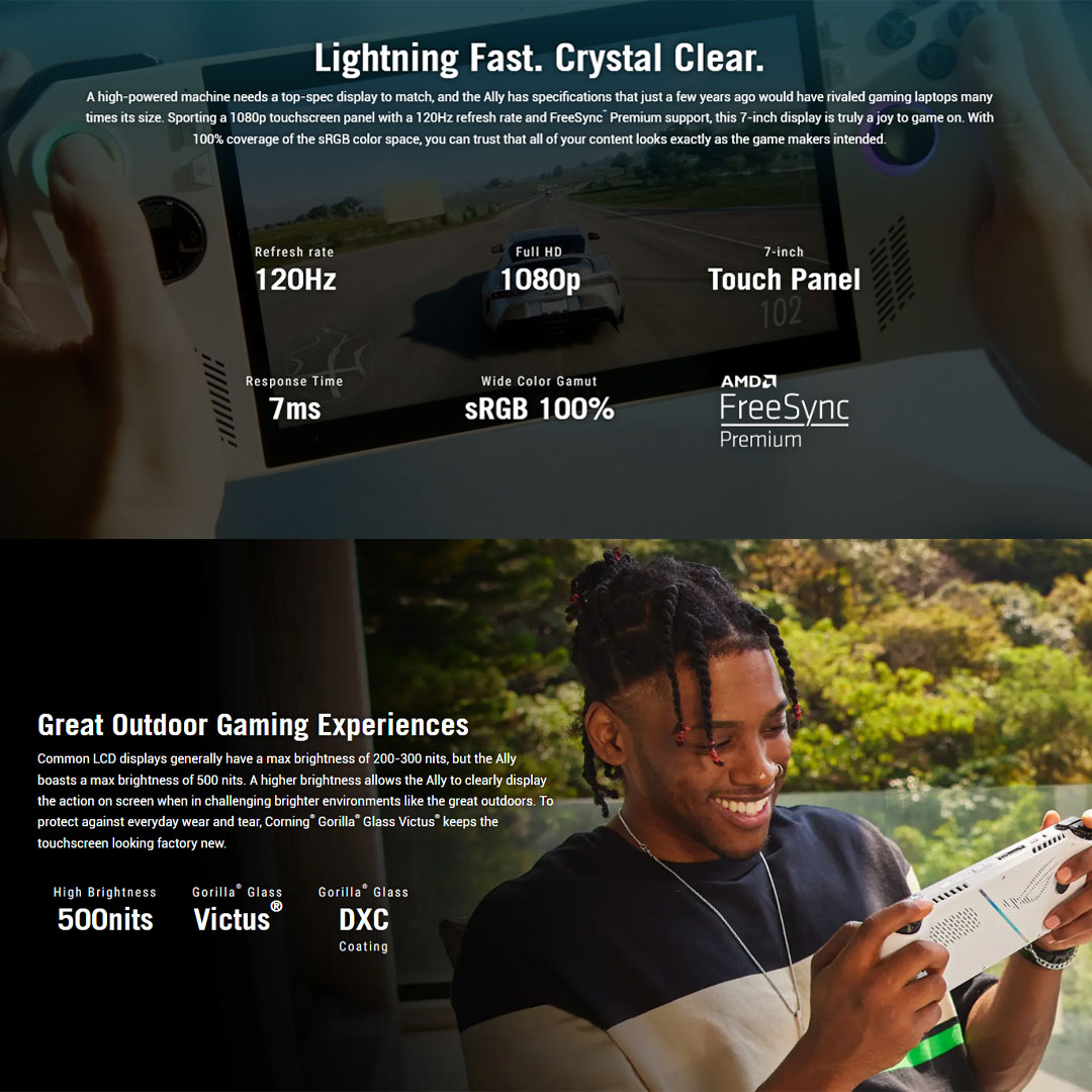 ASUS 16GB+512GB ROG Ally (2023) RC71L-NH005W | Windows 11 | AMD Ryzen™ Z1 Extreme Processor |  40WHrs | Console with 1 Year Warranty