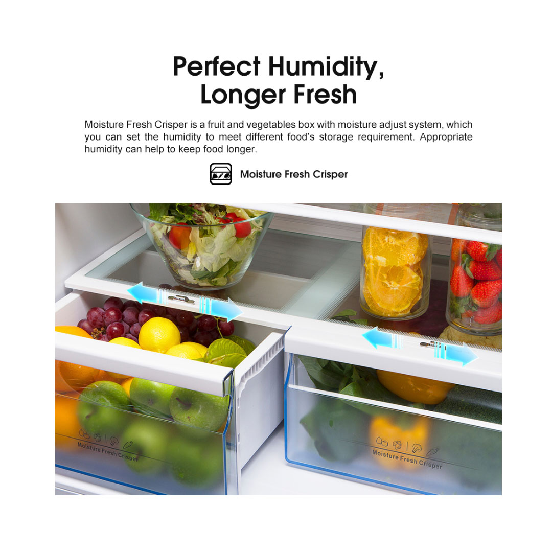 HISENSE 520L Four Doors Inverter Refrigerator RQ568N4ABU | Double Cooling | Metal-Tech Cooling | Led Lighting | Refrigerator with 3 Years Warranty