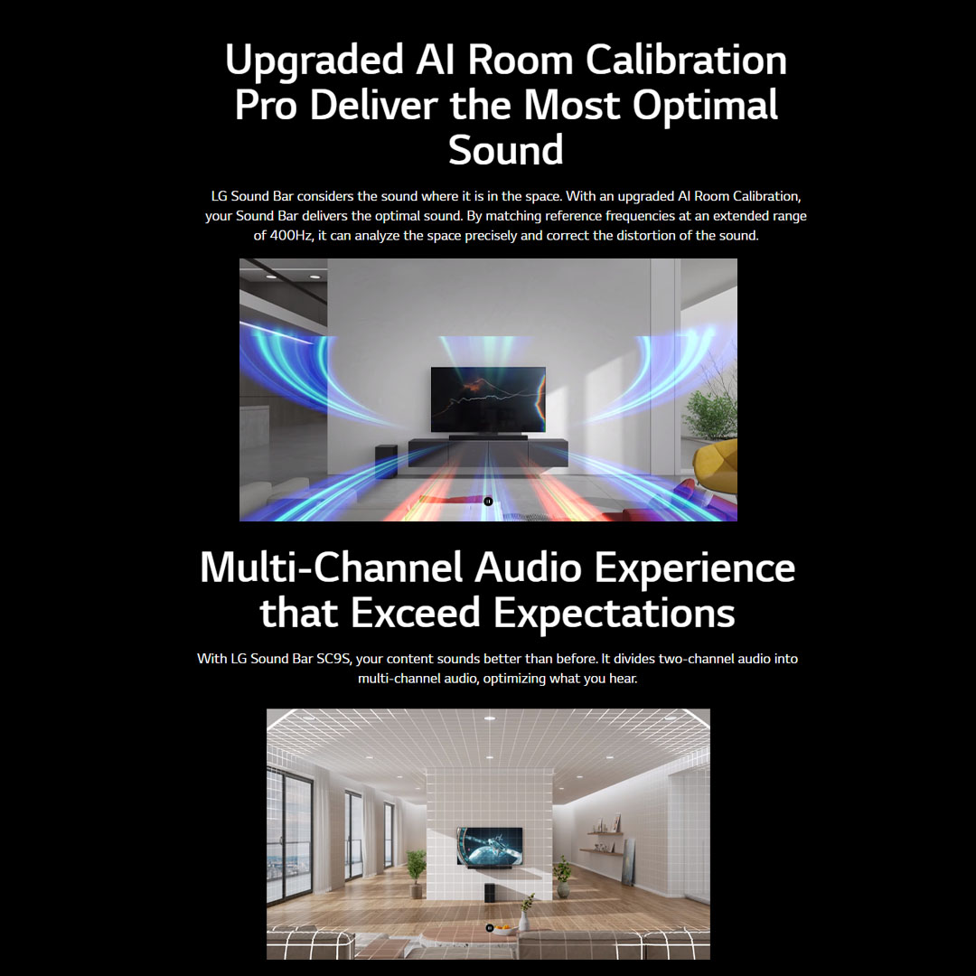 LG 400W Sound Bar with WOW Symphony SC9S | Dolby Atmos | Dolby Digital | Soundbar Mode Control | HDMI | Wi-Fi | Sound Bar with 2 Year Warranty