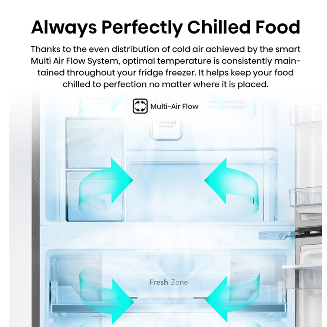 HISENSE 700L 2 Doors Top Mount Durable Inverter Refrigerator RT749N4ABVI | Digital Touch Control | Dual LED Lighting | Super Freeze | Fresh Zone | Multi-Air Flow | Magnetic Door Switch | Refrigerator with 3 Year Warranty