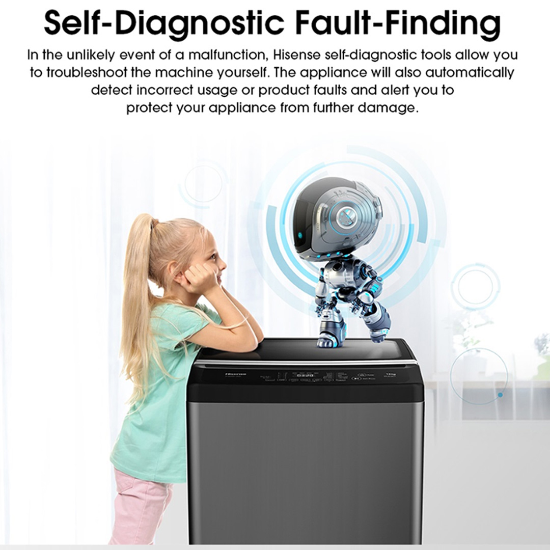 HISENSE 10.5KG Top Load Washing Machine with HIJAB Mode WTJA1101T | Bubble Clean | Soft-Close Tempered Glass | Air Dry | Delicates Mode | Double Magic Filter | Tub Clean | Double Water Flow | Washing Machine with 2 Year Warranty