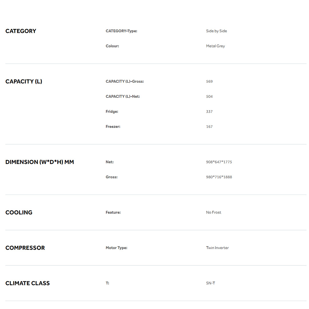 HAIER 569L Side By Side Twin Inverter Refrigerator HSR3918FNPG | No Frost | Touch LED | Door Pocket | Ice Maker | Humidity Control | Refrigerators with 2 Year Warranty