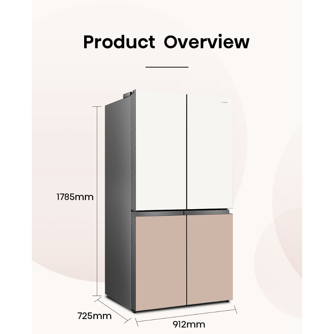 HISENSE 720L Four Doors Inverter Refrigerator RQ768N4AW-KU | Triple Zone | Metal-Tech Cooling | Metal Glide Drawer | Led Lighting | Refrigerator with 3 Years Warranty