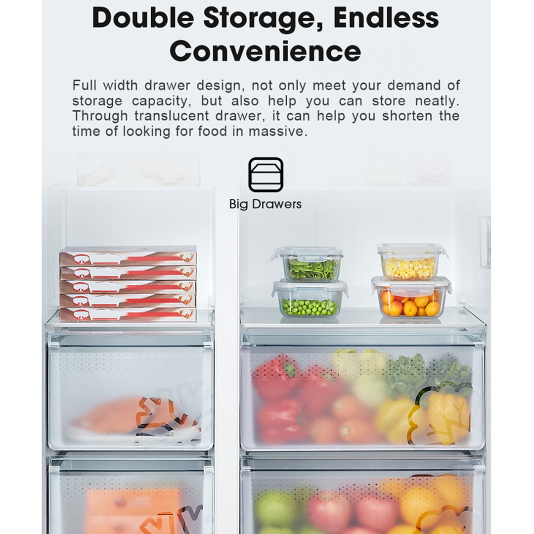 HISENSE 620L Side by Side Inverter Refrigerator RS666N4ACNIV |  Digital Sensor | Double Cooling | Deodorizing Filter | Electronic Touch Control | Multi-Air Flow | Refrigerator with 3 Year Warranty