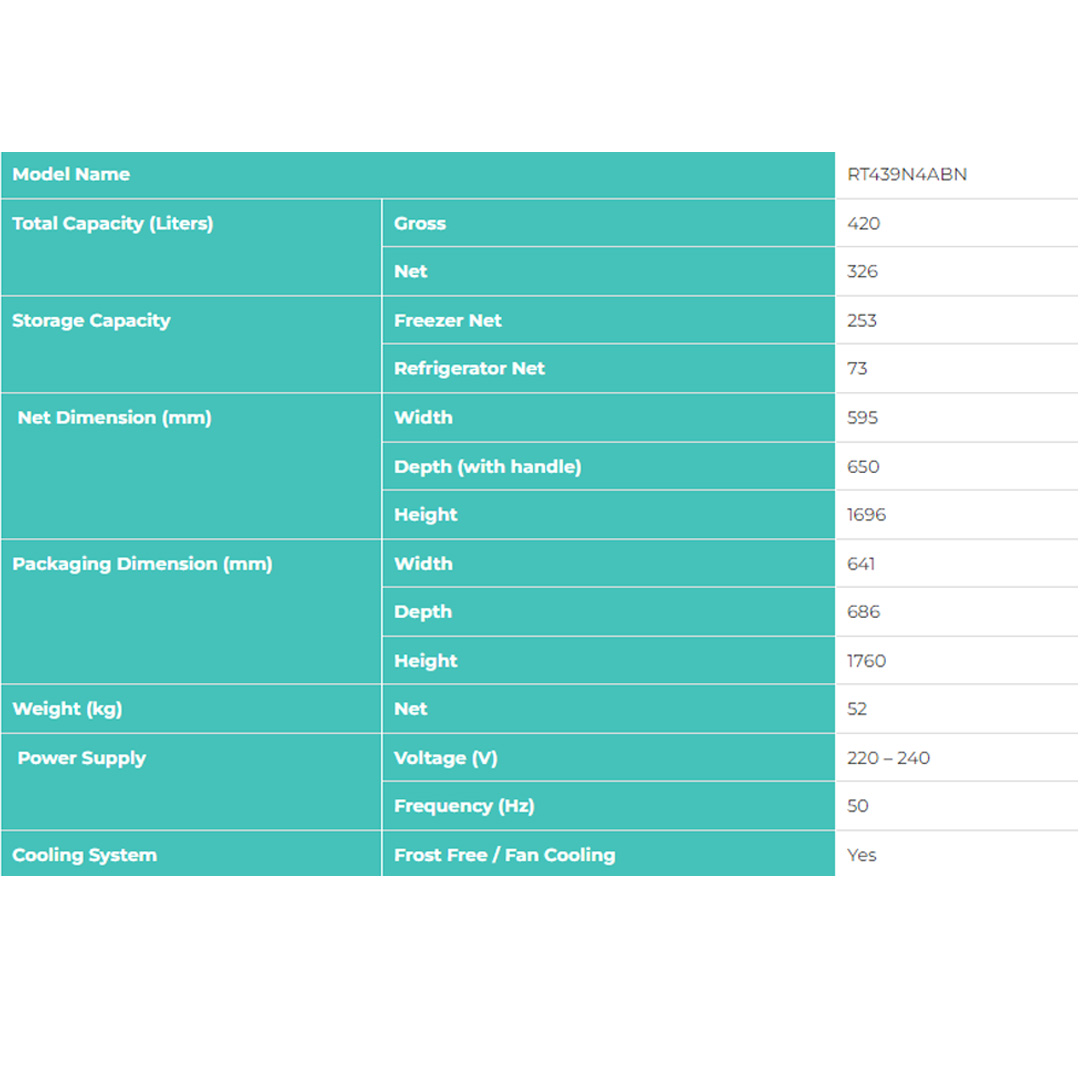 HISENSE 420L 2 Doors Top Mount Durable Inverter Refrigerator RT439N4ABN | Multi Air Flow | Deodorizing Filter | Moisture Fresh Crisper | Durable Inverter | LED Lighting | Fresh Zone | Refrigerator with 3 Year Warranty